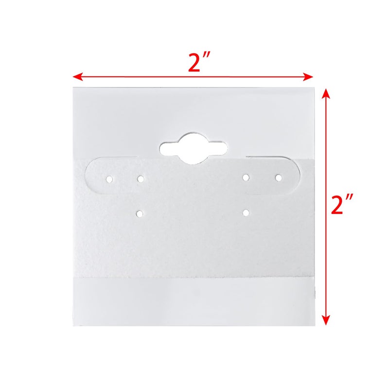 MOOCA Plain 2 x 2 in White Hanging Earring Cards, Velvet Plastic Display Earring Card Holder for Jewelry Accessory Display, 100 Pieces - Image 2